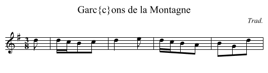Gar&ccedil;ons de la Montagne - staff notation