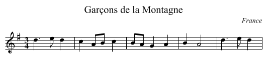 Garçons de la Montagne - staff notation