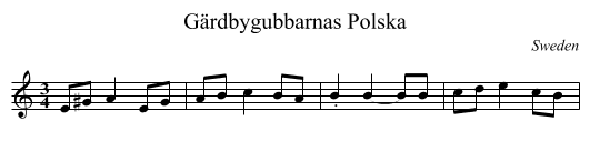 Gärdbygubbarnas Polska - staff notation