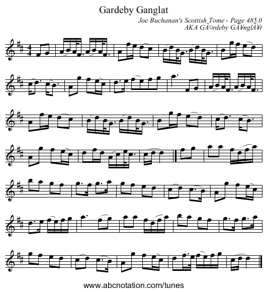 Gardeby Ganglat - staff notation