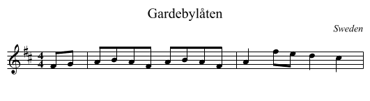 Gardebylåten - staff notation