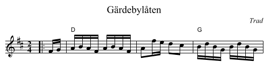 G&auml;rdebyl&aring;ten - staff notation
