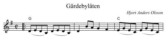 G&auml;rdebyl&aring;ten - staff notation