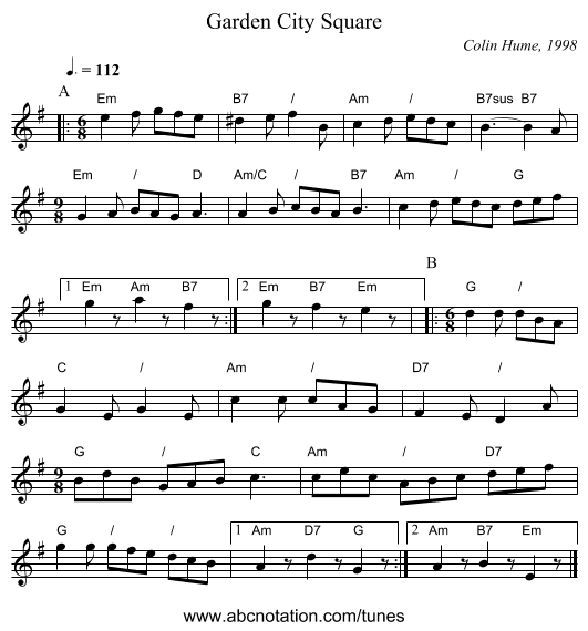 Garden City Square - staff notation
