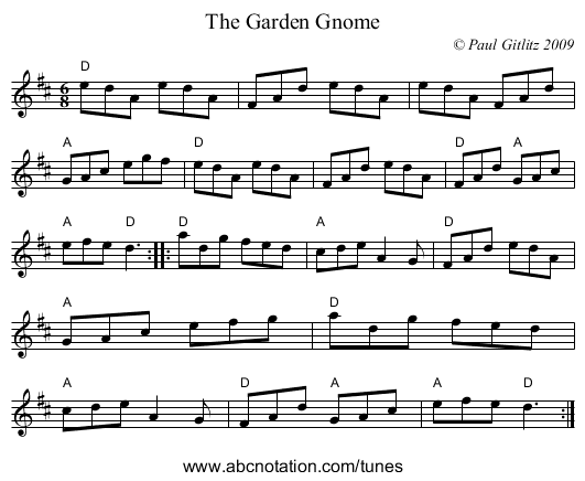 Garden Gnome, The - staff notation