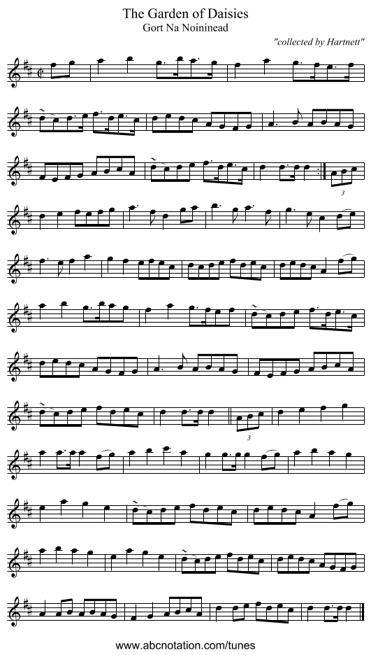 Garden of Daisies, The - staff notation