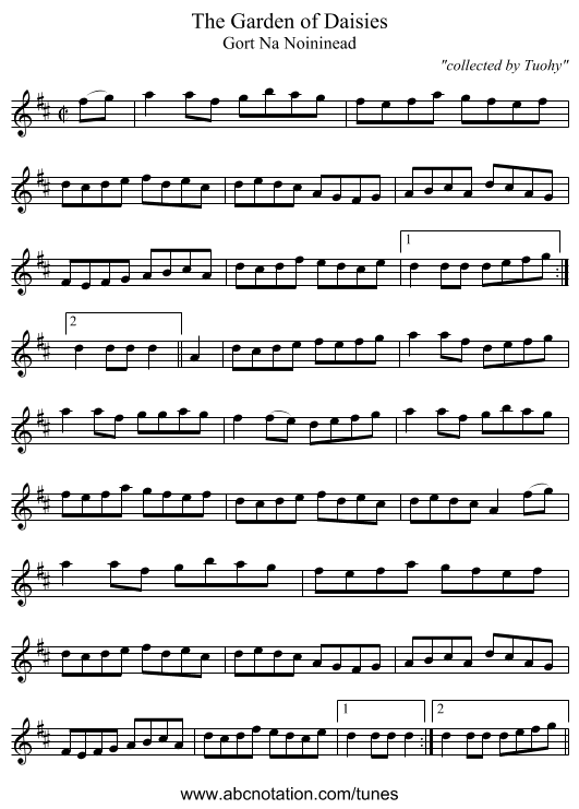 Garden of Daisies, The - staff notation