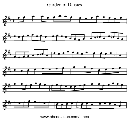 Garden of Daisies - staff notation