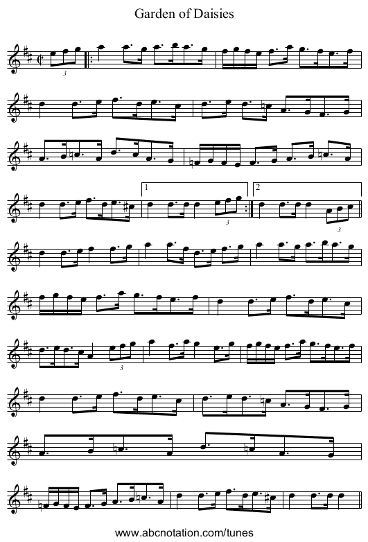 Garden of Daisies - staff notation