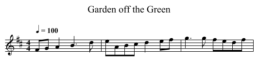 Garden off the Green - staff notation