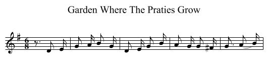 Garden Where The Praties Grow - staff notation