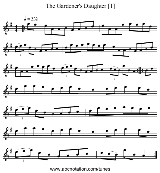Gardener's Daughter [1], The - staff notation