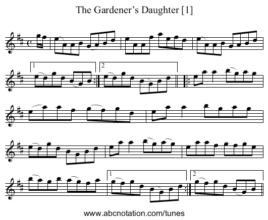 Gardener’s Daughter [1], The - staff notation