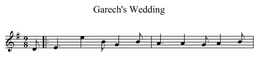 Garech's Wedding - staff notation