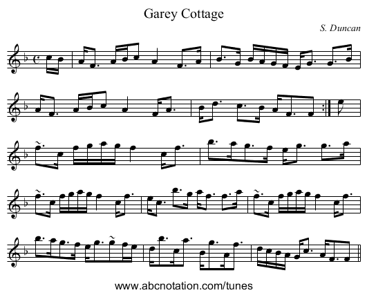 Garey Cottage - staff notation