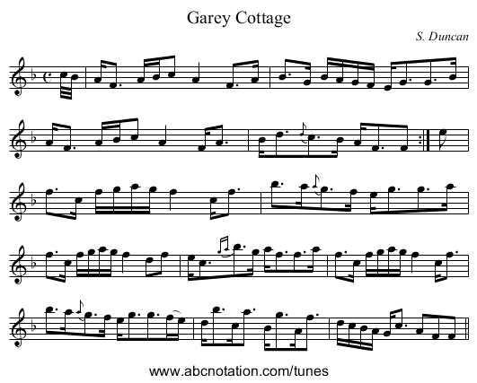 Garey Cottage - staff notation