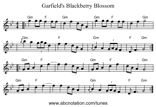 Garfield's Blackberry Blossom - staff notation