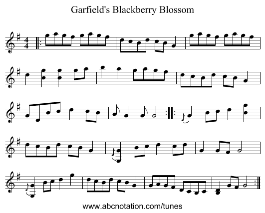 Garfield's Blackberry Blossom - staff notation