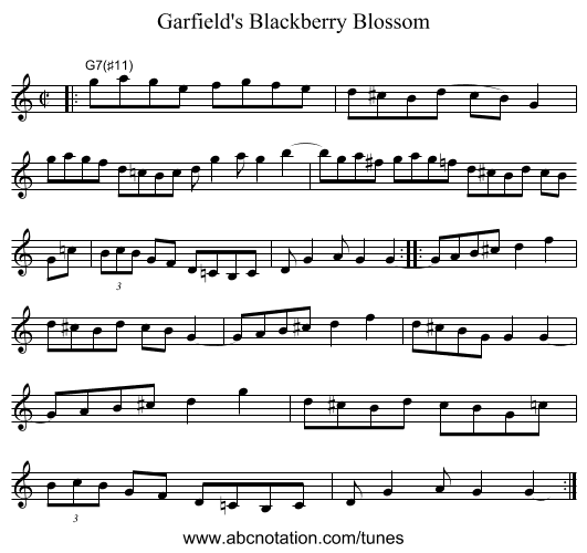 Garfield's Blackberry Blossom - staff notation