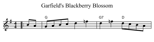 Garfield's Blackberry Blossom - staff notation