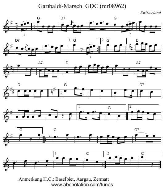 Garibaldi-Marsch  GDC (mr08962) - staff notation
