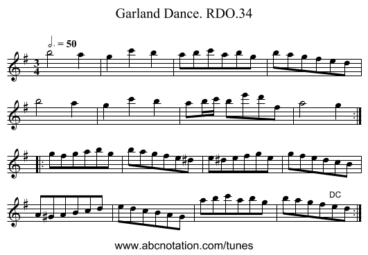 Garland Dance. RDO.34 - staff notation