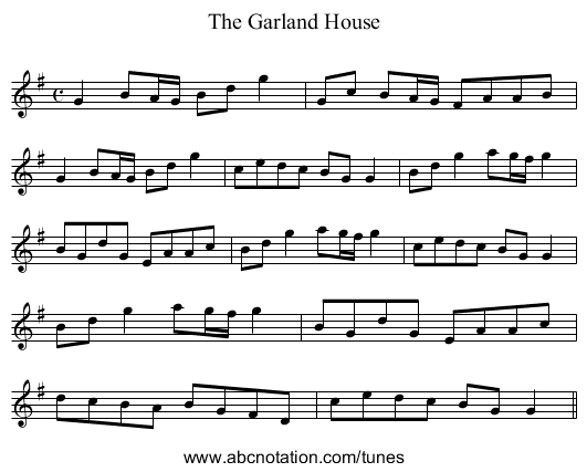 Garland House, The - staff notation