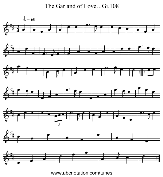 Garland of Love. JGi.108, The - staff notation