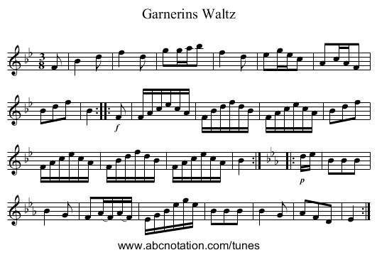 Garnerins Waltz - staff notation
