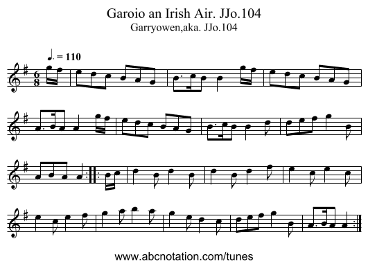 Garoio an Irish Air. JJo.104 - staff notation
