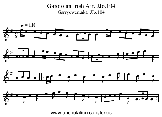 Garoio an Irish Air. JJo.104 - staff notation