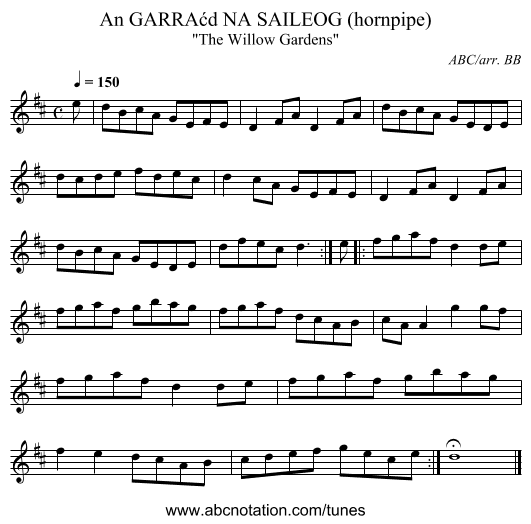 GARRAćd NA SAILEOG (hornpipe), An - staff notation