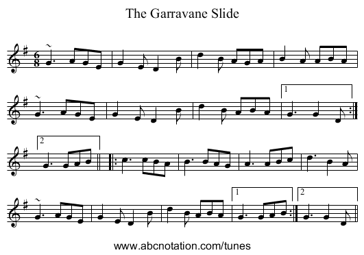 Garravane Slide, The - staff notation