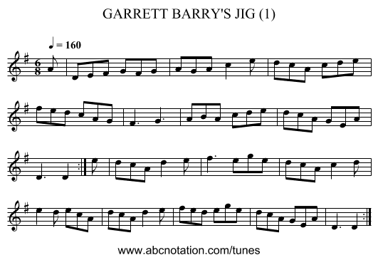GARRETT BARRY'S JIG (1) - staff notation