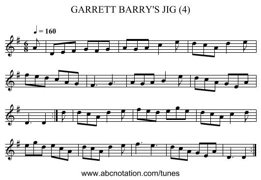 GARRETT BARRY'S JIG (4) - staff notation