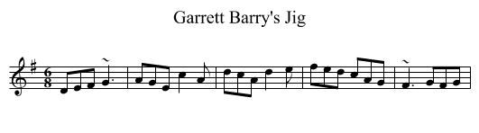 Garrett Barry's Jig - staff notation