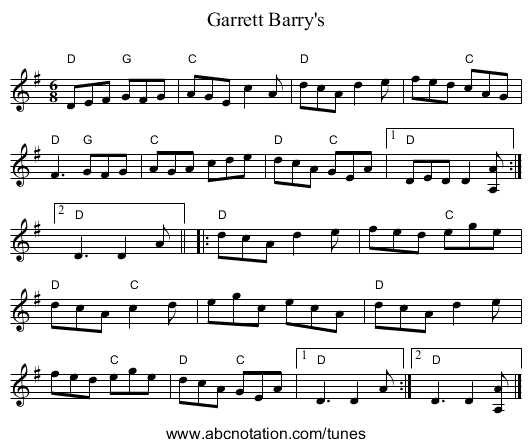 Garrett Barry's - staff notation
