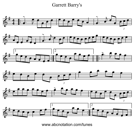 Garrett Barry's - staff notation