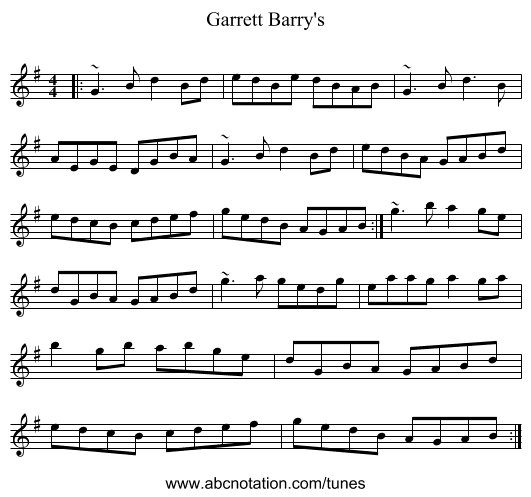 Garrett Barry's - staff notation