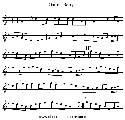 Garrett Barry's - staff notation