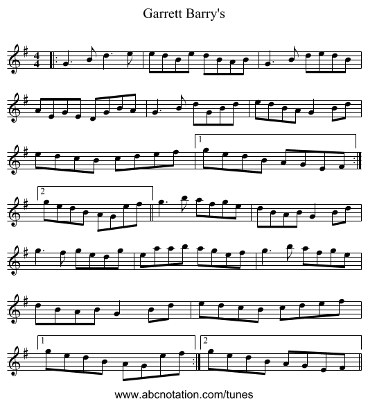 Garrett Barry's - staff notation