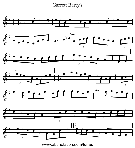 Garrett Barry's - staff notation