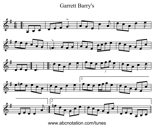 Garrett Barry's - staff notation