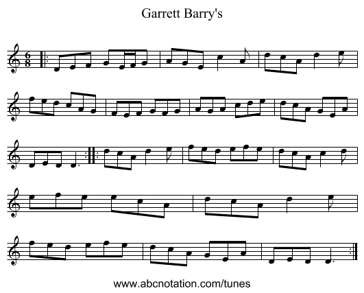 Garrett Barry's - staff notation