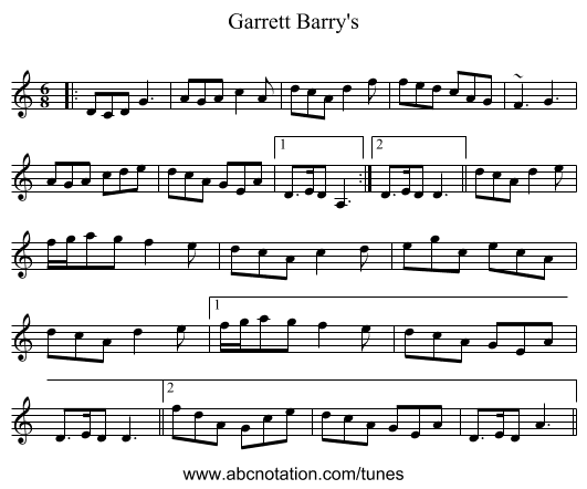 Garrett Barry's - staff notation