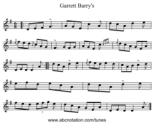 Garrett Barry's - staff notation