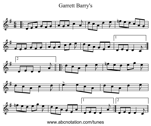 Garrett Barry's - staff notation