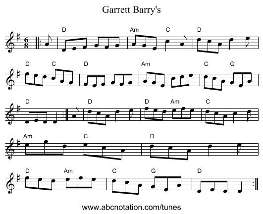 Garrett Barry's - staff notation