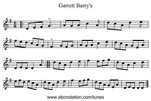 Garrett Barry's - staff notation