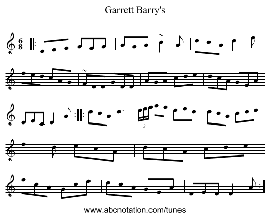 Garrett Barry's - staff notation